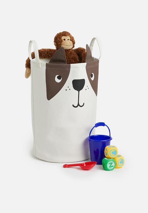 Sixth Floor - Dog canvas storage basket - white & brown