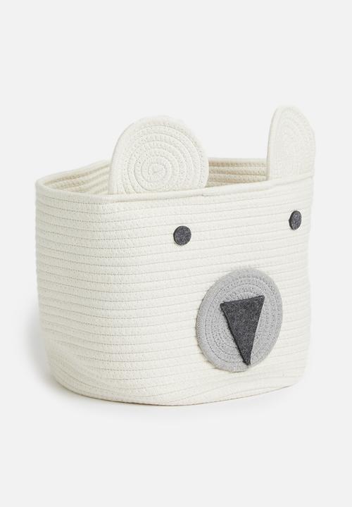 Sixth Floor - Polar bear cotton storage basket - white