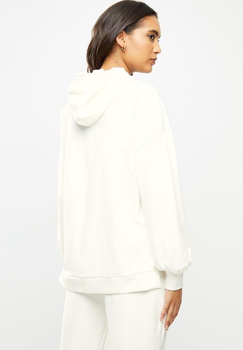 Me&B - Fleece hooded sweat with step hem - cream 