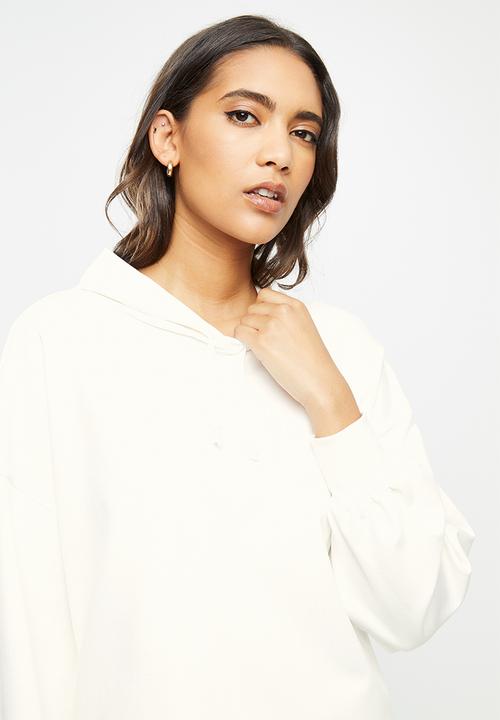 Me&B - Fleece hooded sweat with step hem - cream 