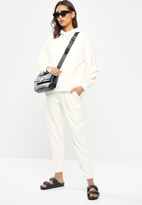 Me&B - Fleece tapered leg track pant - cream 