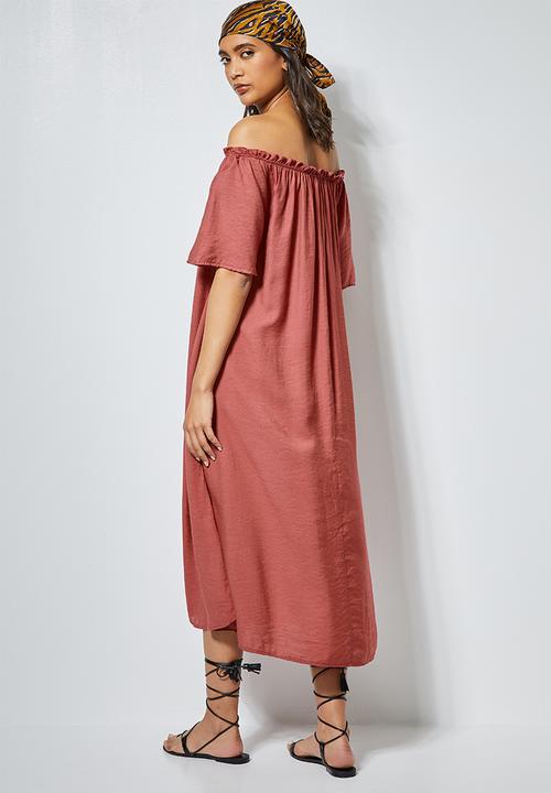 Superbalist - Off the shoulder midi with tier - rose pink