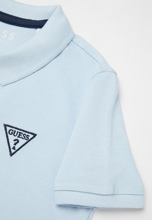GUESS - Teens short sleeve guess core embroidery golfer - blue