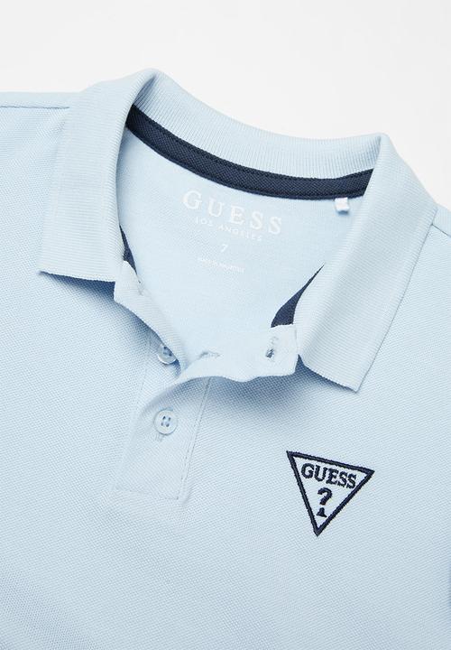 GUESS - Teens short sleeve guess core embroidery golfer - blue