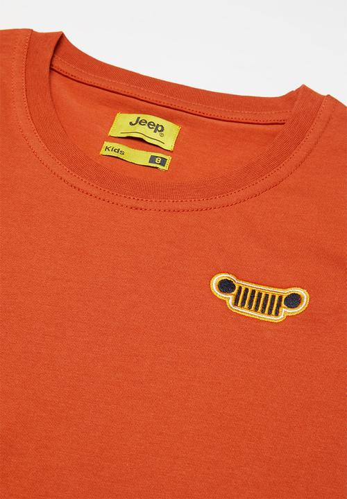 JEEP - A-line short sleeve jersey dress with side entry pockets - orange 