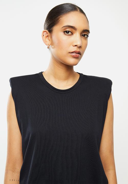 MANGO - T-shirt hombro - black