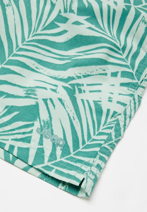 JEEP - Elasticated aop swim shorts - green