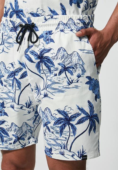 Superbalist - Deco pattern chino short - white & blue 