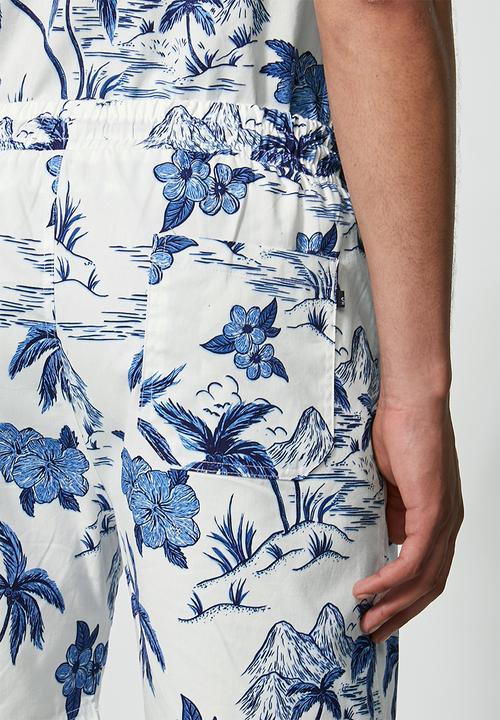Superbalist - Deco pattern chino short - white & blue 