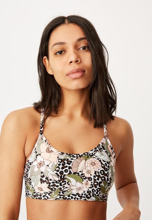 Cotton On - Workout yoga crop - tropical leopard