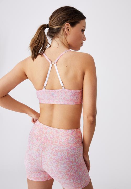 Cotton On - Workout yoga crop - ditsy camo pink
