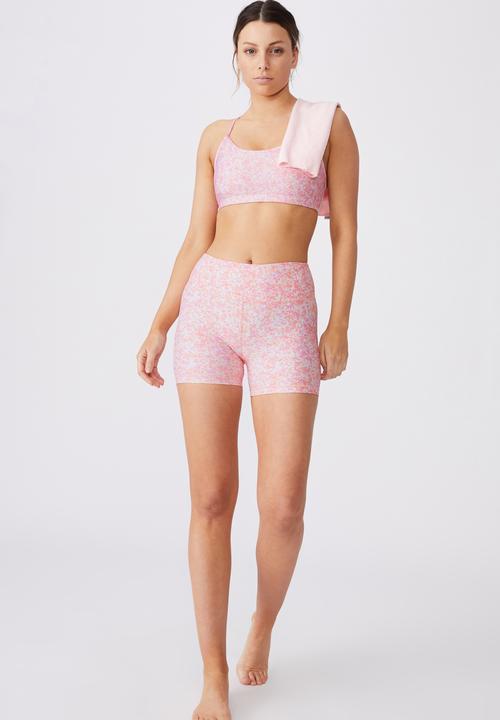 Cotton On - Workout yoga crop - ditsy camo pink