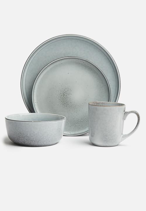 Excellent Houseware - Glazed 16pce dinnerware set - grey