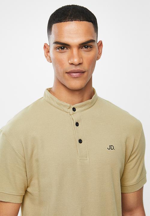 Jonathan D - Mandarin collar short sleeve golfer - beige