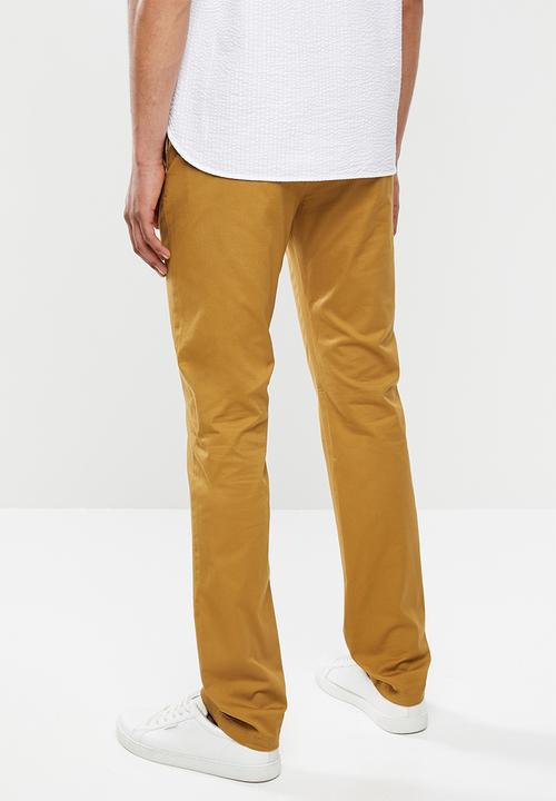 Jonathan D - Stretch cotton trouser with side entry pockets - tan