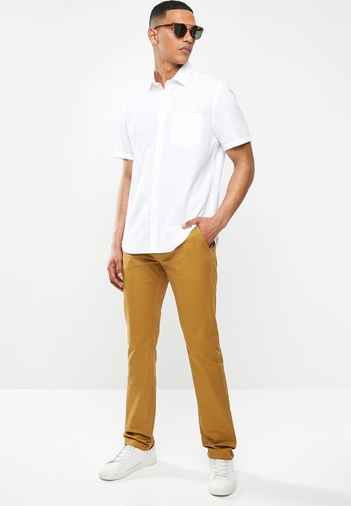 Jonathan D - Stretch cotton trouser with side entry pockets - tan