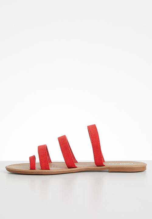 Cotton On - Everyday toe loop multi strap slide - red micro