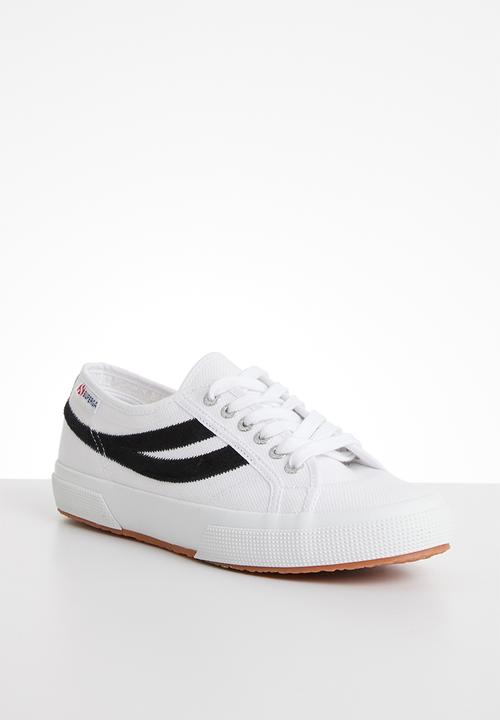 SUPERGA - Low-top  Lace-up  Round toe  Metal eyelets  Brand deta t - white black