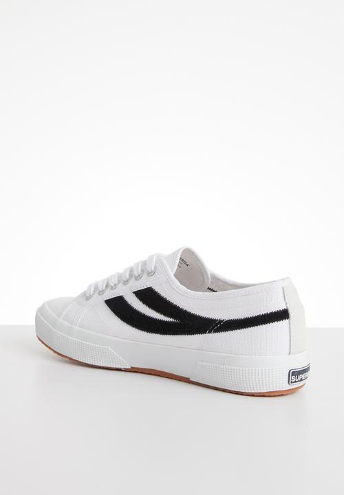 SUPERGA - Low-top  Lace-up  Round toe  Metal eyelets  Brand deta t - white black