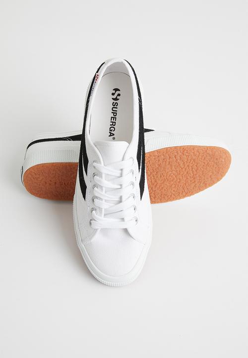 SUPERGA - Low-top  Lace-up  Round toe  Metal eyelets  Brand deta t - white black