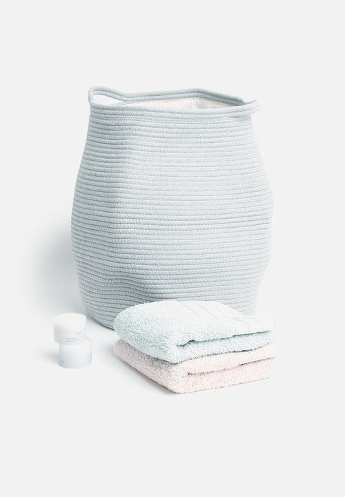 Sixth Floor - Drawstring cotton storage basket - grey