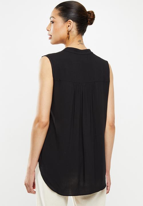 edit - Wide hem hi low vest - black
