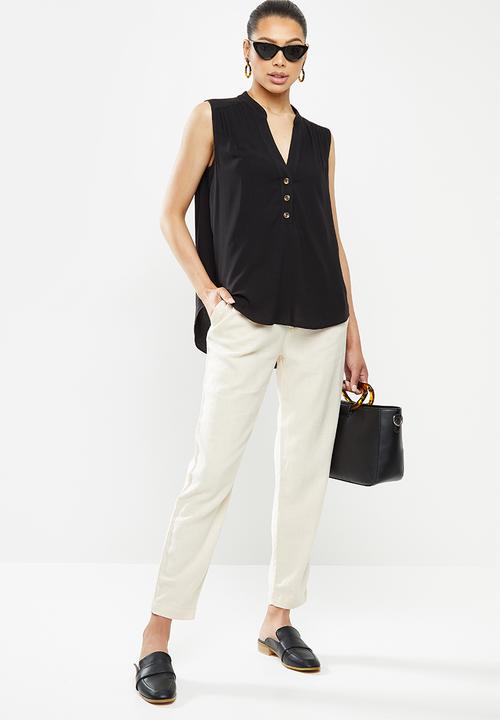 edit - Wide hem hi low vest - black
