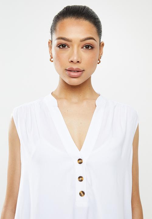 edit - Wide hem hi low vest - white