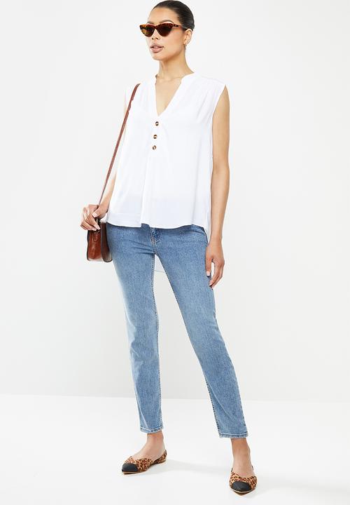 edit - Wide hem hi low vest - white
