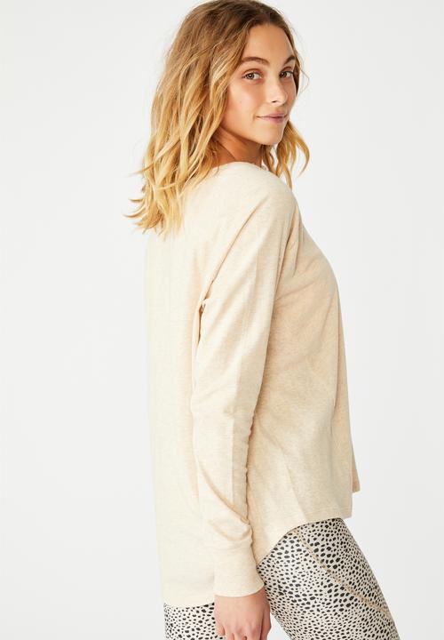 Cotton On - Active rib long sleeve top - oatmeal marle
