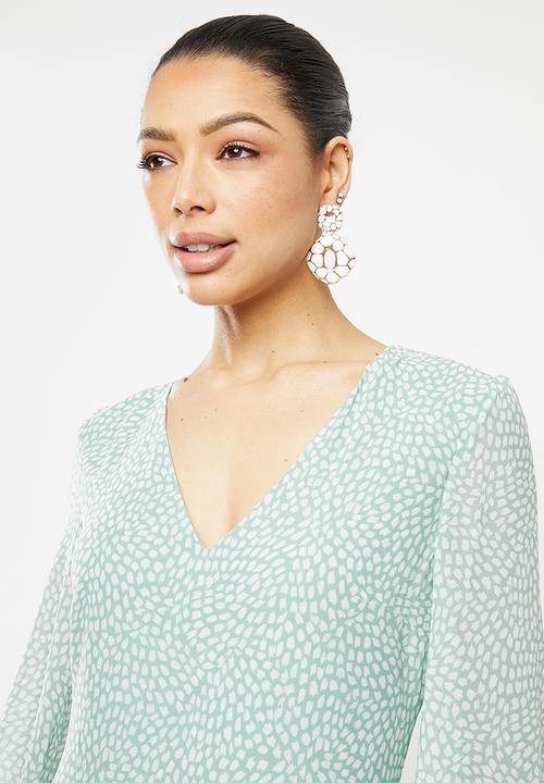 edit - Sheer balloon sleeve trapeze - sage