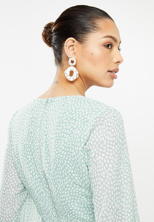 edit - Sheer balloon sleeve trapeze - sage