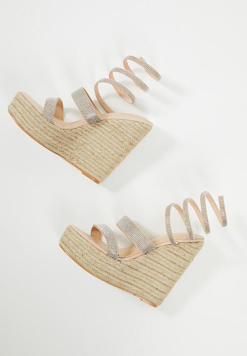 Public Desire - Lux diamante upper espadrille wedge heel - neutral