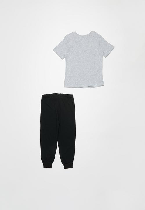 Pop Candy - Pants & short sleeve tee pj set - grey & black 