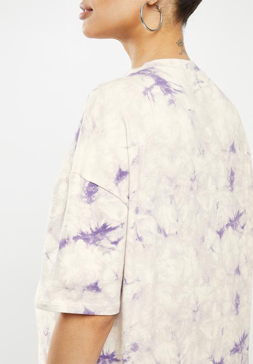 Missguided - Maternity tie dye T-shirt - white & purple