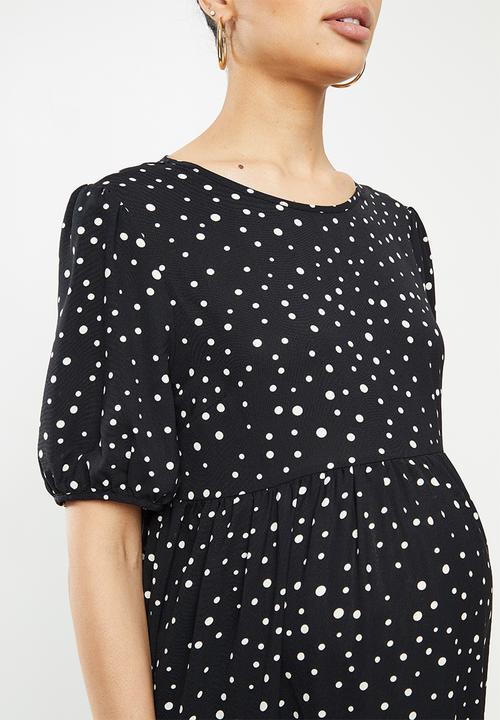 Missguided - Maternity polka dot midaxi smock dress - black & white