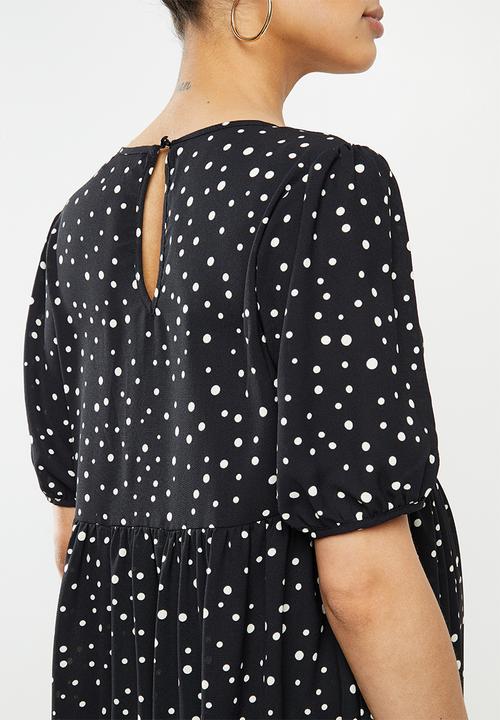 Missguided - Maternity polka dot midaxi smock dress - black & white