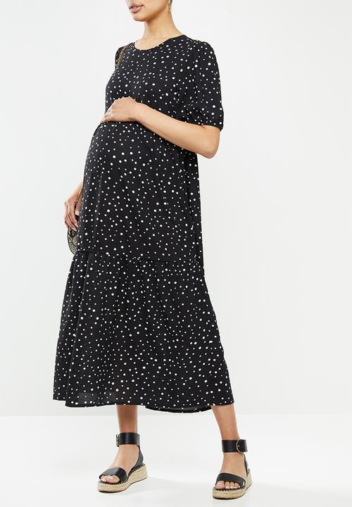 Missguided - Maternity polka dot midaxi smock dress - black & white