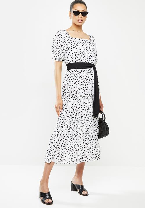 edit - Square neck femme tier midi - white & black