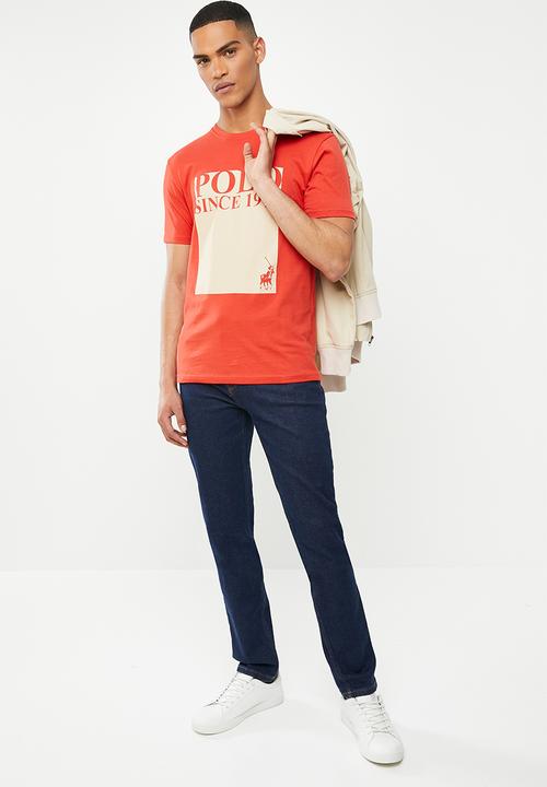 POLO - Brandon block print tee - red