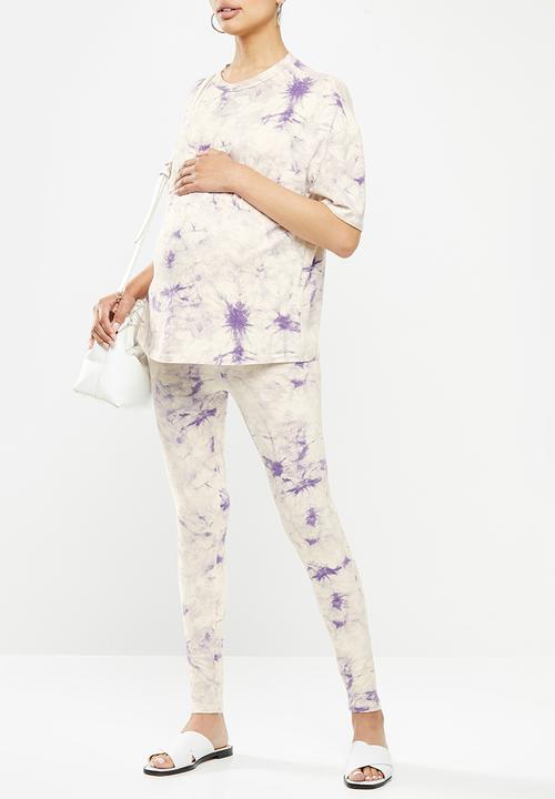 Missguided - Maternity tie dye legging - white & purple