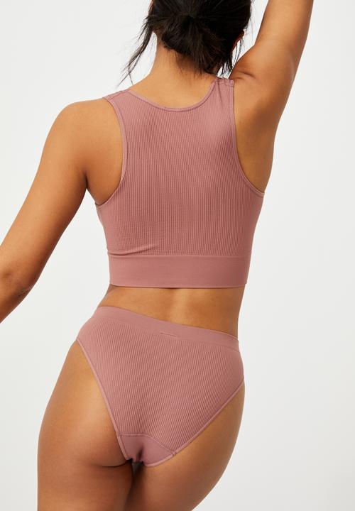 Cotton On - Seamfree high cut cheeky bikini brief - dusty rose