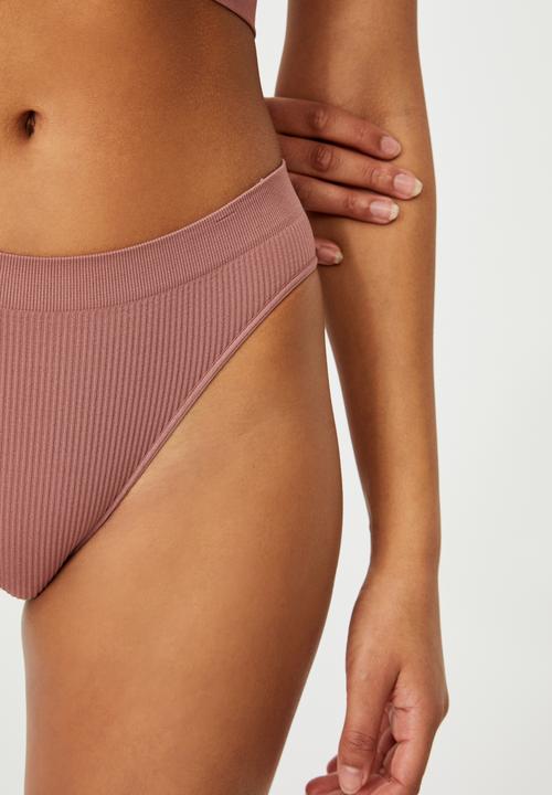 Cotton On - Seamfree high cut cheeky bikini brief - dusty rose