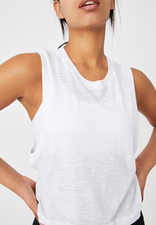 Cotton On - All things fabulous cropped muscle tank - white