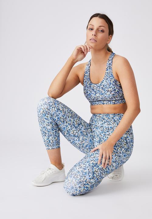 Cotton On - Workout cut out crop - ditsy camo blue