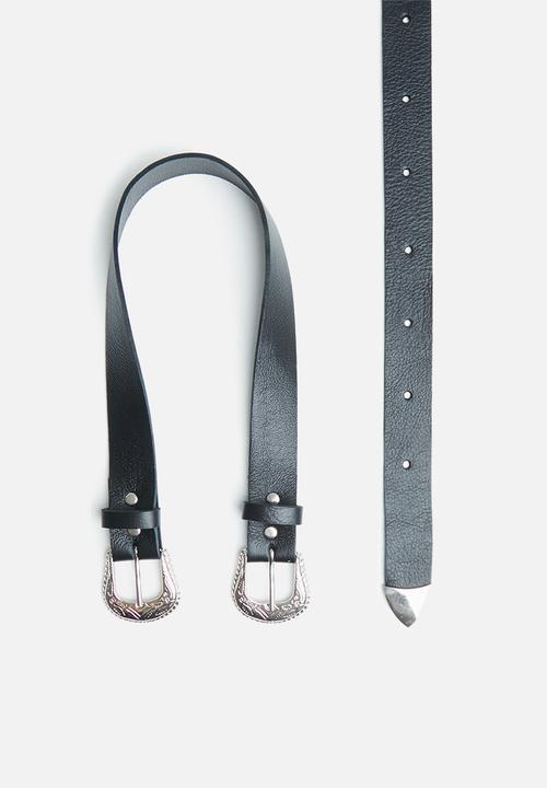 Superbalist - Double buckle western belt-black