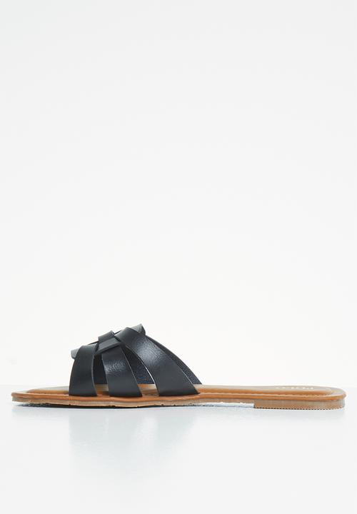 POLO - Hanna 3 strap flat sandal - black