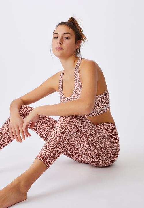 Cotton On - Love you a latte 7/8 active tight - little leopard white