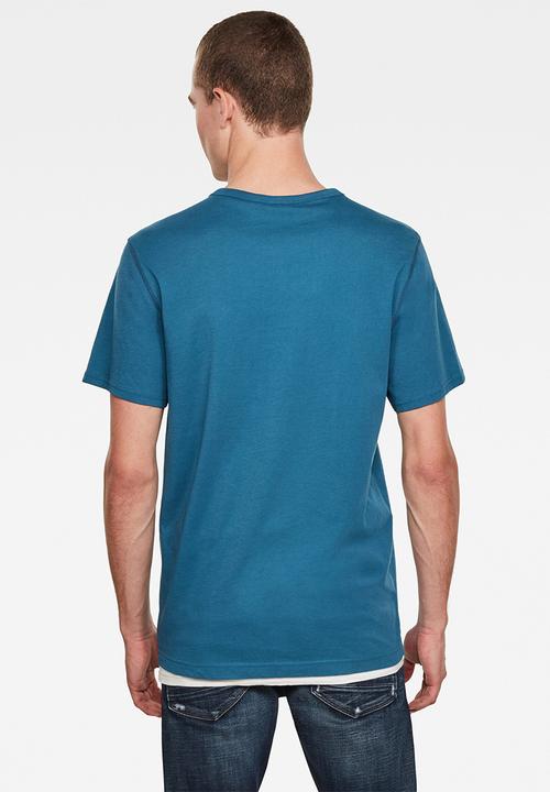 G-STAR - Originals flock logo tee - cricket blue