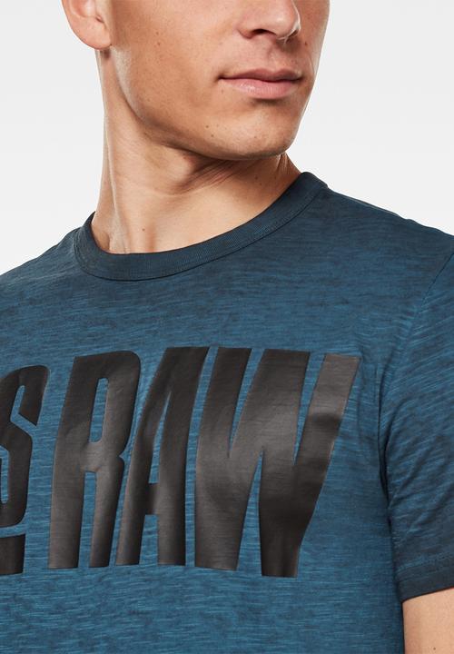 G-STAR - Double dye logo + r tee - blue & black 